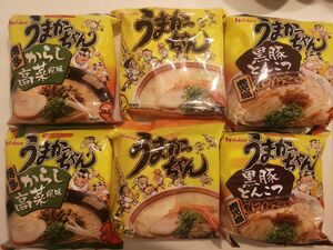 うまかっちゃん　食べ比べ　まとめ売り　からし高菜　九州　鹿児島　黒豚とんこつ　ハウス食品　まとめ売り　６袋