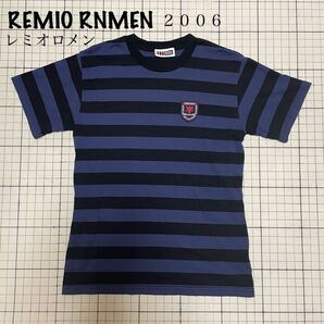 レミオロメン【REMIO RNMEN】ツアーTシャツ 2006 ISLAND OVER THE HORIZON ワッペン S〜Mサイズ 日本製 ブラック×ネイビー/黒紺 ボーダー