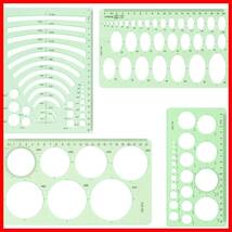 【数量限定】丸 楕円 三角 製図用 デザイン定規 スピログラフ 円 製図セット 定規 定規セット テンプレート (4点セット)_画像1