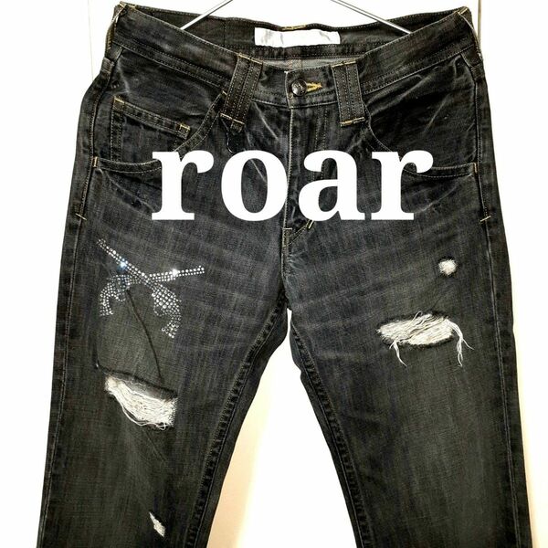 希少限定h★roar ロアー 2丁拳銃 総 スワロフスキー☆クリスタル ダメージ加工 デニム パンツ 1 入手困難