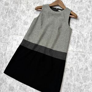 NN ＊ 良品 '洗練されたシルエット' PAULE KA ポールカ 高品質 WOOL ひざ丈 ワンピース size38 レディース 婦人服 