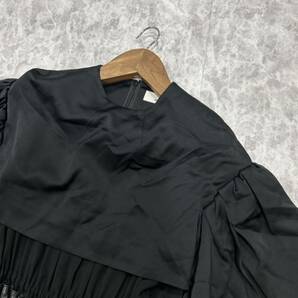 CC ■ 圧巻のデザイン '気品溢れる' AKIRA NAKA アキラナカ 日本製 半袖 WOOL混 ドッキングワンピース / ドレス 38 婦人服 トップス BLACKの画像4