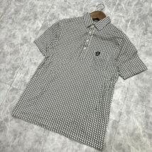 B ■ ゴルフウェア '洗礼されたデザイン' PENGUIN by Munsingwear マンシングウェア 日本製 半袖 COTTON 総柄 ポロシャツ size3 トップス_画像1