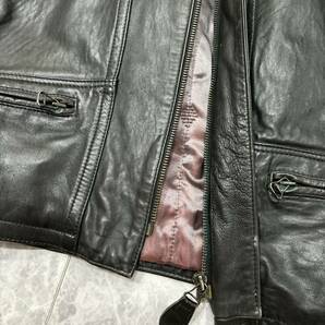 TTT ＊ スペイン製 極上LEATHER使用 '希少 ビンテージ' geroma 本革 羊革 ラムレザー ジャケット sizeM メンズ アウター 古着の画像7