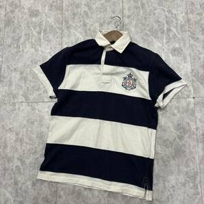 EE ＊ 国内正規品 '人気モデル' POLO by RALPH LAUREN ポロラルフローレン 半袖 ロゴ刺繍 ボーダー柄 ラガーシャツ / ポロシャツ M メンズの画像2