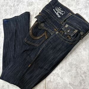 MM ＊ 米国製 '人気シルエット' TRUE RELIGION トゥルーレリジョン 濃紺 ブーツカット デニムパンツ / ジーンズ W28 メンズ USA製 古着 