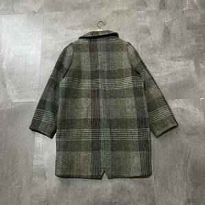 T☆極上HARRIS TWEED/ハリスツイード社製生地 '日本製' yangany ヤンガニー チェック柄 ツイード ステンカラーコート クルミ釦 38 アウターの画像3