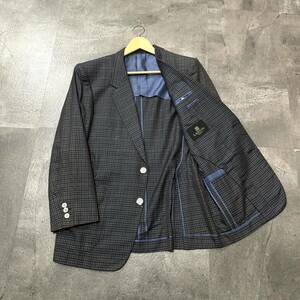 JJ ☆ 高級感溢れる!! '上質コットン100%生地' LANVIN ランバン 2ボタン チェック柄 テーラードジャケット 大きいサイズ:50-46 紳士服