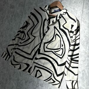 AA ＊ イタリア製 '極上シルク100%' EMILIO PUCCI エミリオプッチ ARCHIVIO 最高峰 SILK 長袖 総柄 オープンカラー シャツ 40 レディース