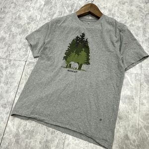 Z ■ アウトドア '着心地抜群' mont-bell モンベル 半袖 COTTON プリント Tシャツ / カットソー sizeL メンズ 紳士服 トップス GRAY 