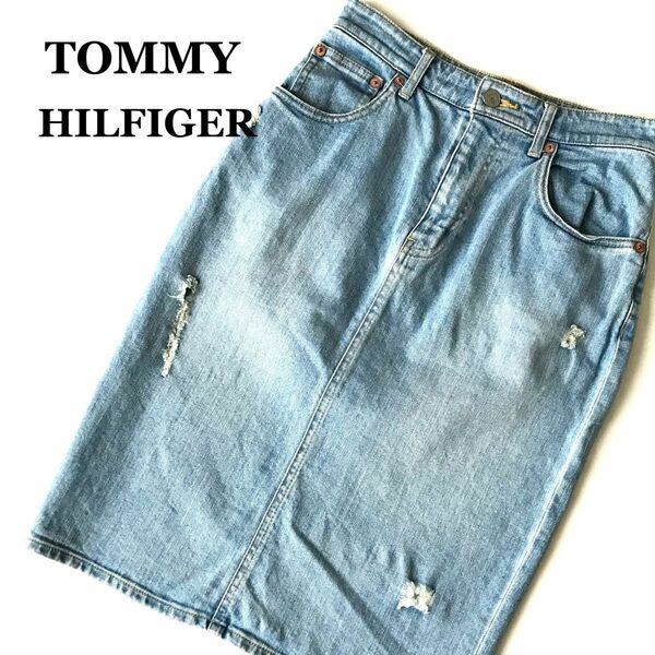 TOMMY HILFIGERトミーヒルフィガー♪ダメージ加工デニムスカート