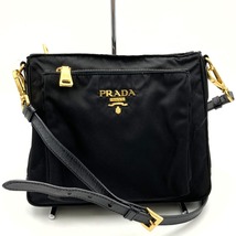 プラダ ショルダーバッグ ブラック ゴールド金具 ロゴ入り ナイロン レザー レディース PRADA_画像3