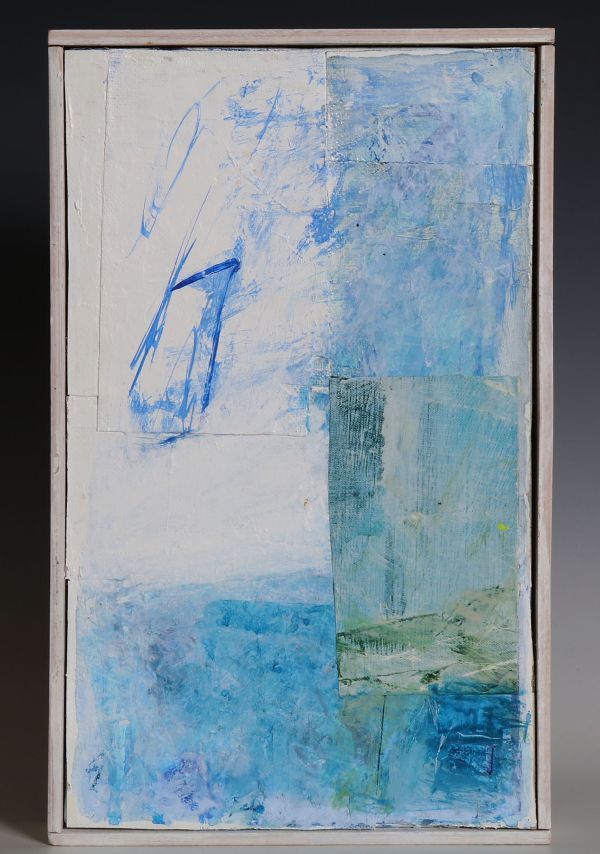 8515 Sachiko Yanagisako Water and Sky Oil painting M3 Co-sealed Authentic handwriting Authentic work Aomori Prefecture Abstract painting Mental work Modern art, painting, oil painting, abstract painting