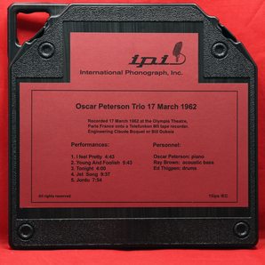 ♪ 美再生 ★ 高音質！10号オープンリール ipi ★ Oscar Peterson 1962 巴里ライブ【MONO 2-TRACK 38cm IEC】Ray Brown, Ed Thigpen ミントの画像2