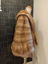 nn0202 213 ★美品★ SAGA MINK サガミンク ミンク ファーショール ブラウン 中古 現状品 リアルファー ファーケープ ショール_画像4