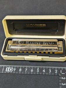 ハーモニカ HOHNER ホーナー楽器ケース 付 MARINE BAND ドイツ製 10穴調 テン ホールズハーモニカブルースハープアンテ ィーク 木製