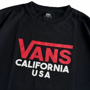 VANS バンズ CALIFORNIA USA カリフォルニア 半袖 バック プリント コットン Tシャツ S/S トップス カットソー サーフ スケート XL 黒の画像2