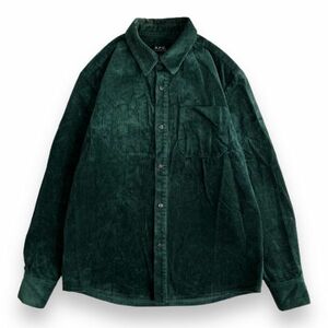 A.P.C. アーペーセー 太畝 コーデュロイ 長袖 コットン シャツ L/S ロングスリーブ カジュアル トップス カットソー S グリーン 緑