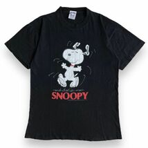 90s 00s SNOOPY スヌーピー 半袖 プリント デザイン Tシャツ コットン S/S トップス カットソー キャラクター VINTAGE 古着 L ブラック_画像1