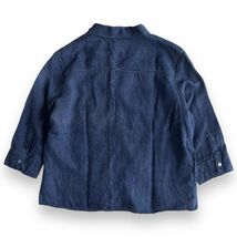 Eddie Bauer エディバウアー 七分丈 リネン スキッパー シャツ 開襟 オープンカラー トップス カットソー ブラウス レディース XL ネイビー_画像7