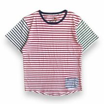 go slow caravan ゴースローキャラバン 半袖 ボーダー 切替 ポケット Tシャツ S/S トップス カットソー 丸首 キャンプ 4 マルチカラー_画像1