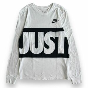 NIKE ナイキ JUST DO IT 長袖 プリント デザイン ロゴ Tシャツ L/S コットン トップス ロンT カットソー スポーツ M ホワイト 白