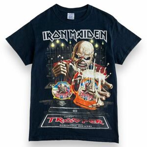 16年製 IRON MAIDEN アイアンメイデン 半袖 プリント バンド Tシャツ S/S コットン バンT トップス カットソー 古着 S ネイビー系