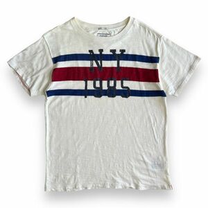 TOMMY HILFIGER トミーヒルフィガー 半袖 プリント ロゴ コットン Tシャツ S/S 丸首 トップス カットソー カジュアル 古着 M ホワイト 白