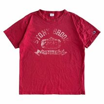 00s Champion チャンピオン 半袖 カレッジ ロゴ プリント コットンTシャツ S/S 丸首 トップス カットソー アメカジ 古着 L レッド系_画像1