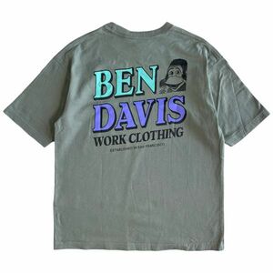 BEN DAVIS ベンデイビス C-0580925 半袖 バック プリント コットン Tシャツ S/S トップス カットソー ストリート 古着 M オリーブ系