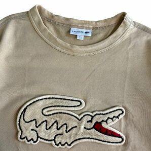 国内正規 LACOSTE ラコステ SH055EL ビッグ クロック 半袖 コットン スウェット Tシャツ S/S 裏パイル トップス クルーネック S ベージュの画像2