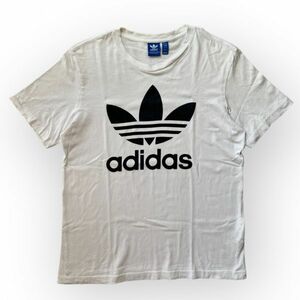 国内正規 adidas アディダス トレフォイル 半袖 プリント ロゴ Tシャツ 丸首 コットン トップス カットソー LOGO L ホワイト 白