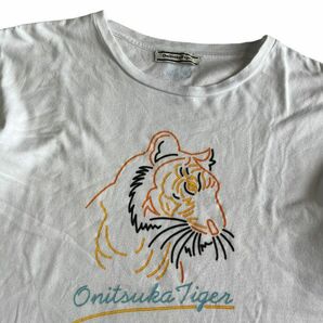 Onitsuka Tiger オニツカタイガー 半袖 プリント コットン Tシャツ S/S 丸首 イラスト 虎 タイガー トップス カットソー XL ホワイト 白の画像2