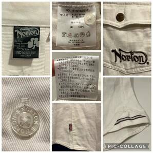 ★Norton MOTORCYCLES★ノートン★バイカーシャツ★長袖★レイヤード風★刺繍★バイクウェア★スナップボタン★ホワイト★白★Lサイズ★の画像8