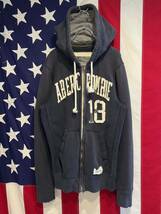 ★Abercrombie&Fitch★アバクロンビー&フィッチ★スウェットパーカー★フルジップ★ビッグロゴ★ダメージ加工★ネイビー★紺★Lサイズ★_画像2