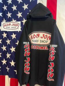 ★90s★RON JON SURF SHOP★ロンジョン サーフショップ★オールドサーフ★フルジップパーカー★セパポケ★黒★XLサイズ★ヴィンテージ★