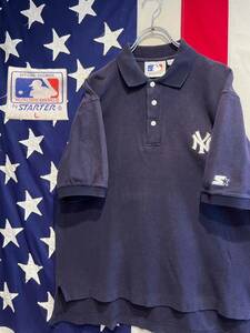 ★90s★STARTER★NEW YORK YANKEES★MLBオフィシャル★スターター★ニューヨーク・ヤンキース★半袖ポロシャツ★Lサイズ★ヴィンテージ★