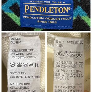 ★PENDLETON★ペンドルトン★トートバッグ★肩掛け★キャンバス×ウール★ネイティブ柄★ロゴパッチ★白×黒×マルチカラー★A4収納可★の画像7