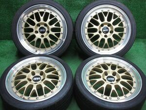 中古 ホイールタイヤ 4本 225/40R18 1999年製 0分山 BBS RY204 ラジアル タイヤ ダンロップ　ルマン LM701