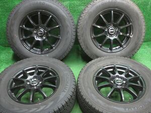 中古 ホイールタイヤ 4本 225/70R16 2022年製 8分山 【美品】シュナイダー スタッグ スタッドレス タイヤ ヨコハマ アイスガード　G075