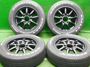 中古 ホイールタイヤ 4本 215/60R17 2022年製 8分山 ファブレス ヴァローネMC-9 ラジアル タイヤ グッドイヤー ナスカー