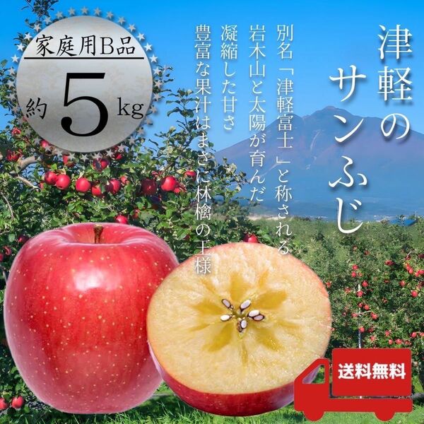 ＂ サンふじ ＂【青森県産りんご5kg】【産地直送】【即購入OK】【送料無料】家庭用 りんご リンゴ 林檎 サンフジ