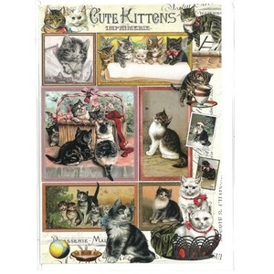 ねこ の グリーティングカード Cat ドイツ 製 ポストカード ラメ 絵はがき アンティーク調 ネコ 猫 絵はがき 雑貨 パタミン