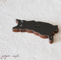 黒猫 フランス 製 木製ボタン アトリエ ボヌール ドゥ ジュール ねこ ネコ 猫 小物 雑貨 パタミン ボタン 刺繍 ハンドメイド_画像2