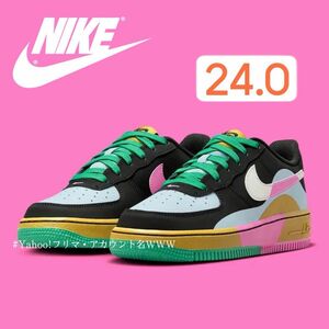 【新品24cm】NIKE AIR FORCE１LV8 2 (GS) エアフォース１ ブラック/ライトブルー/ピンク/ホワイト