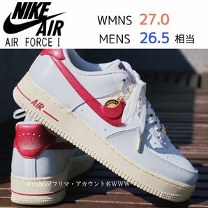 【新品26.5cm相当】NIKE W AIR FORCE 1 '07 エアフォース１ホワイト/チームレッド "ゴールドデュブレ"