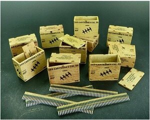 プラスモデル PLMAL3003 1/32 アメリカ軍 12.7mm弾用弾薬箱と弾帯 レジンキット