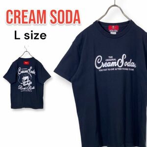 【レア】ピンクドラゴン クリームソーダ CREAM SODA 半袖Tシャツ 50th アニバーサリー ブラック 黒 Lサイズ ドクロ ロカビリー