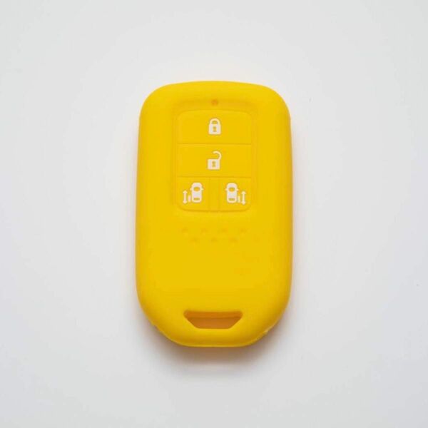 新型ホンダ用 ４ボタン スマートキーカバー シリコン 保護 キズ防止 黄色☆*。