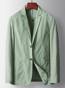 テーラードジャケット 薄手 春夏 メンズ ブレザー ビジネススーツ サマージャケット 長袖 コート UVカット 日焼け防止 緑